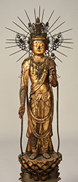 弥勒菩薩立像　１軀　木造漆箔　鎌倉時代　和歌山・霊現寺　画像提供：和歌山県立博物館