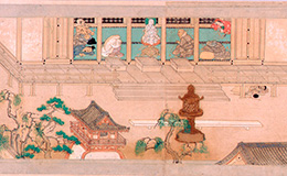 重要文化財 本願寺聖人親鸞伝絵 巻上（部分）　南北朝時代（14世紀）　文化庁　※巻替えあり